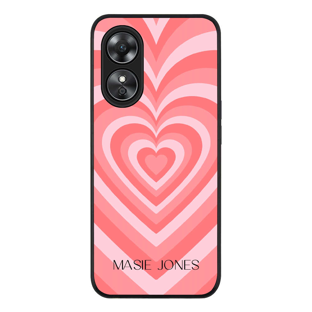Oppo A97 / Rugged Black Phone Case Personalized Name Retro Hearts, Phone Case - Oppo - Stylizedd