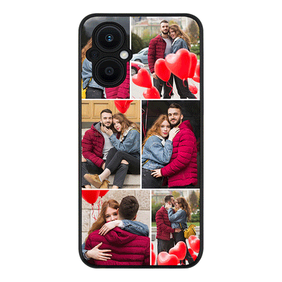 Oppo Reno7 Z / Rugged Black Phone Case Personalised Valentine Photo Collage Grid, Phone Case - Oppo - Stylizedd