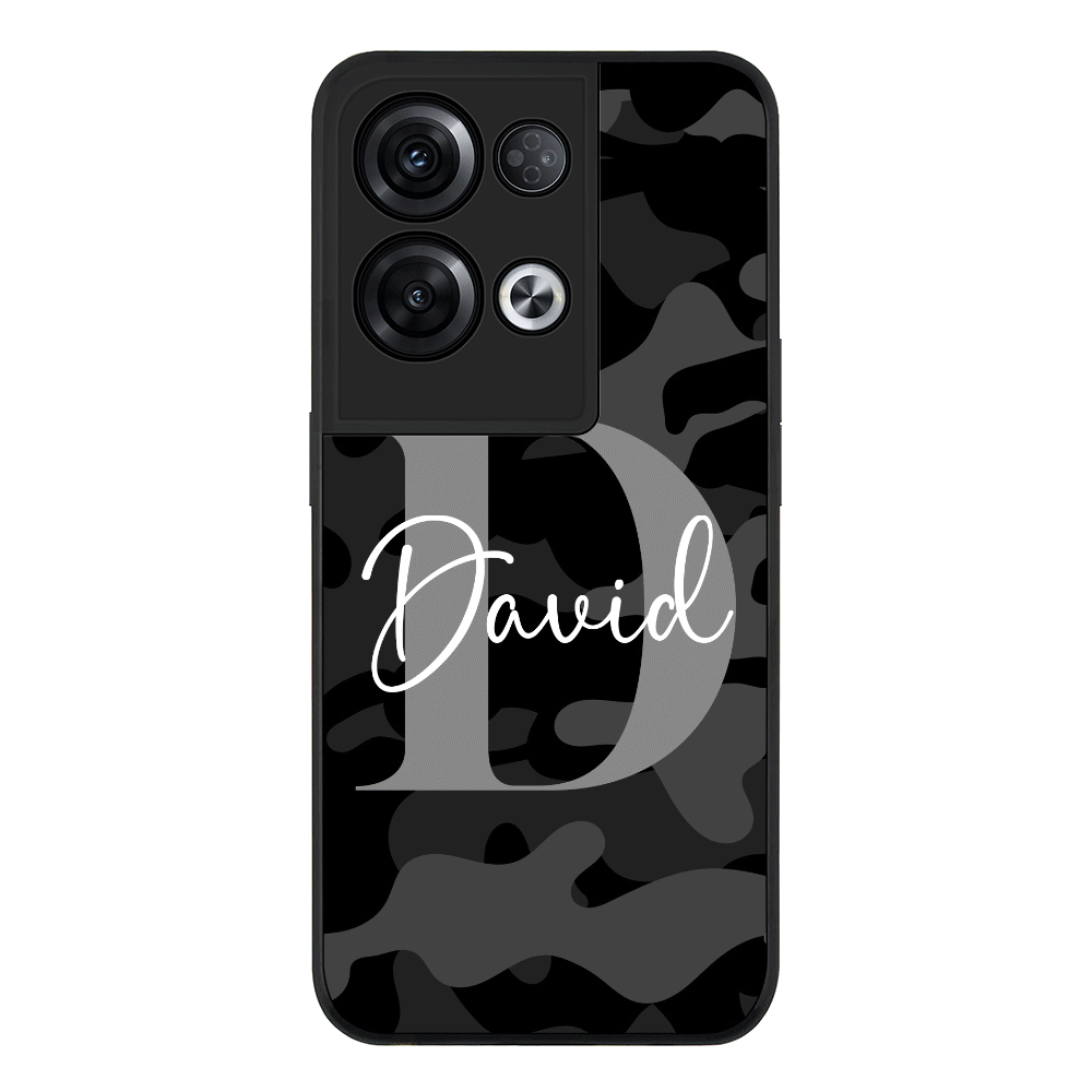 Oppo Reno 8 Pro Rugged Black Personalized Name Camouflage Military Camo Phone Case - Oppo - Stylizedd.com
