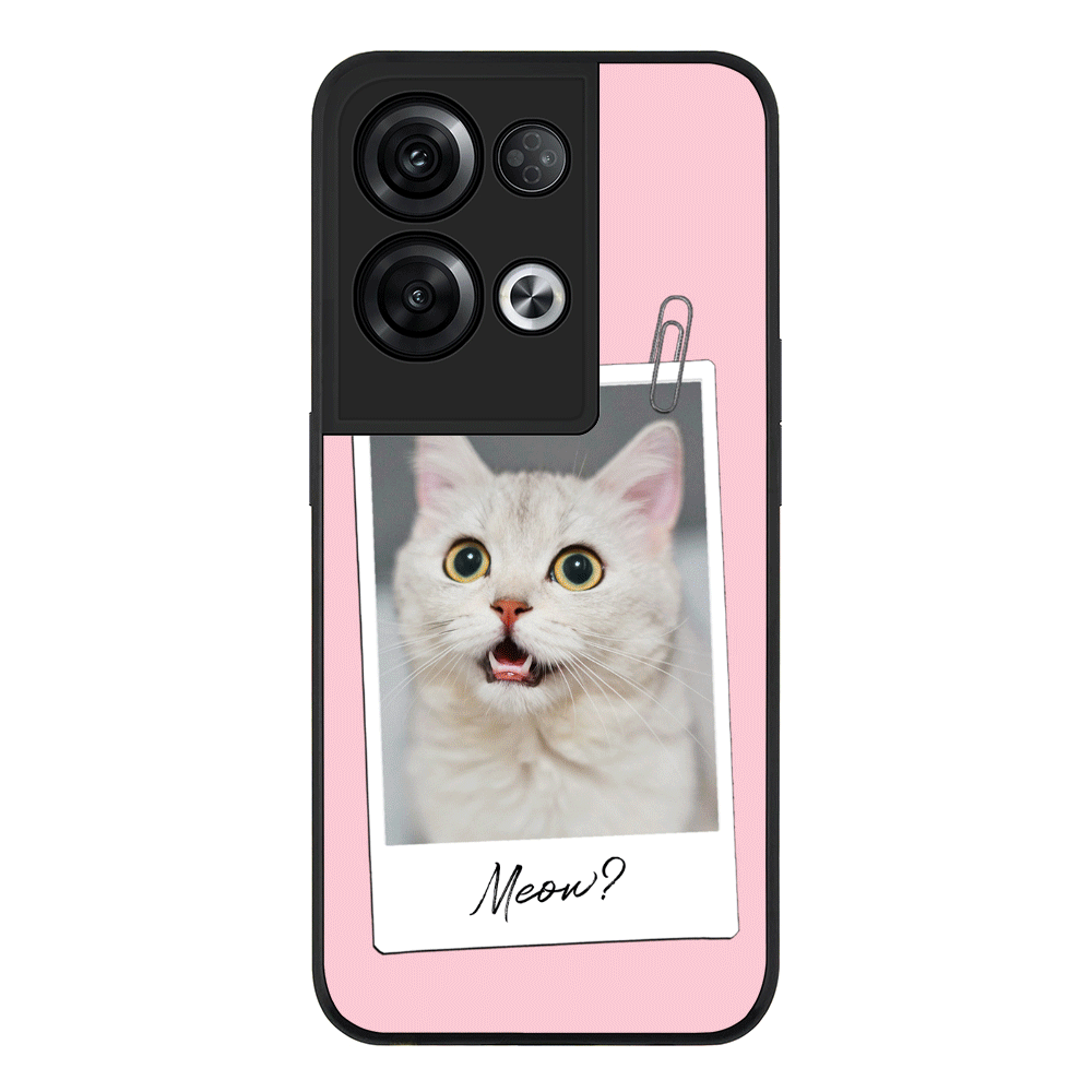 Oppo Reno 8 Pro / Rugged Black Polaroid Photo Pet Cat, Phone Case - Oppo - Stylizedd.com