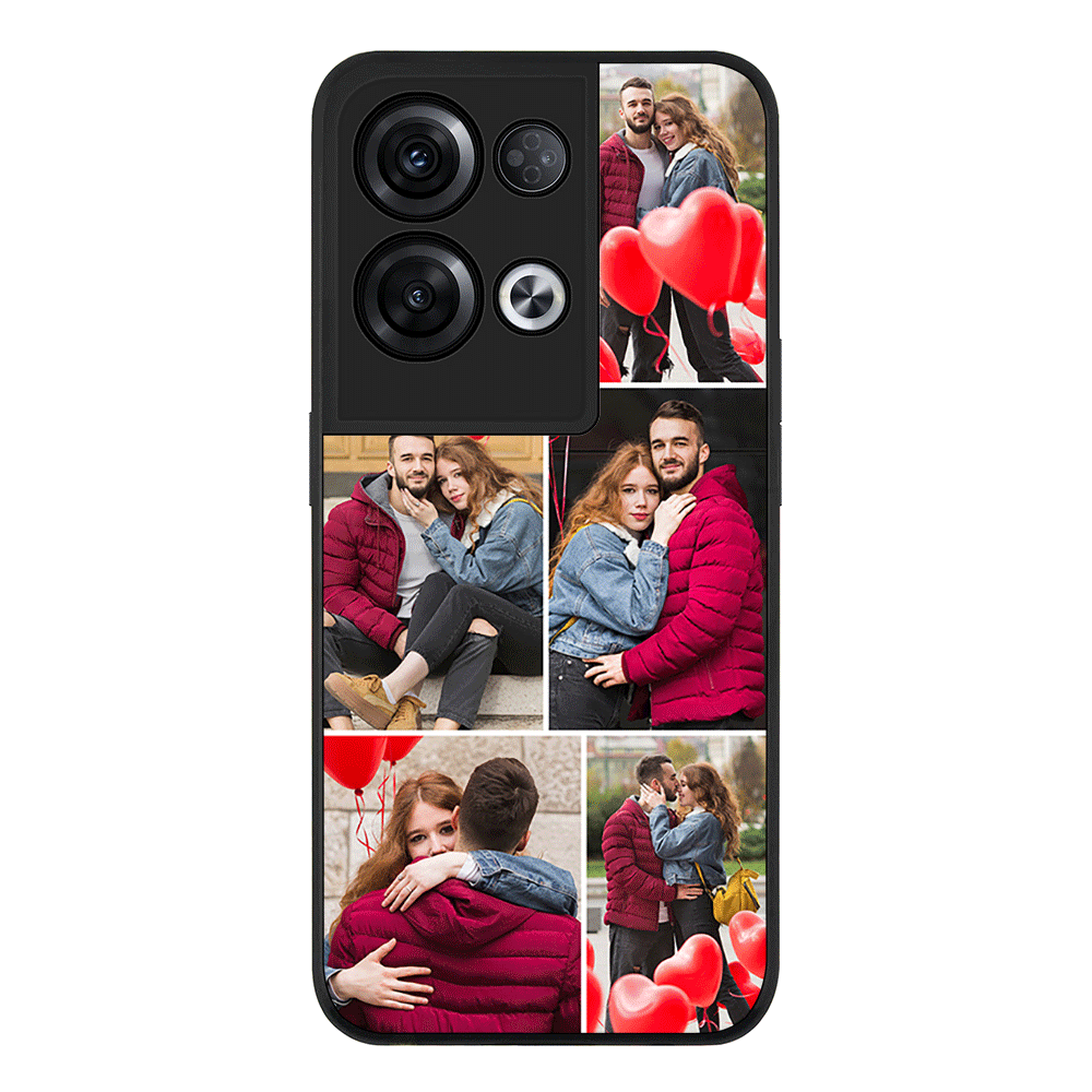 Oppo Reno 8 Pro / Rugged Black Phone Case Personalised Valentine Photo Collage Grid, Phone Case - Oppo - Stylizedd