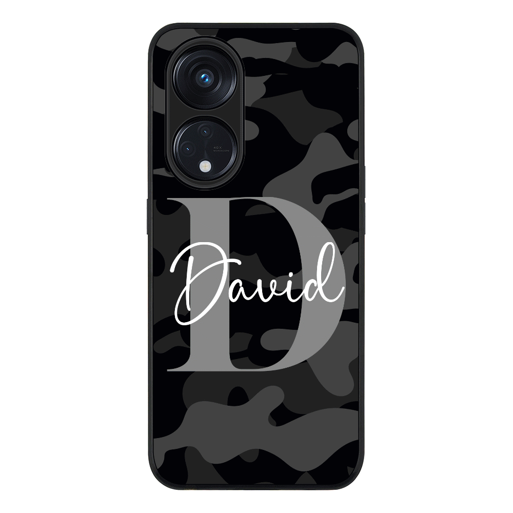 Oppo Reno 8T 5G / Oppo A1 Pro 5G Rugged Black Personalized Name Camouflage Military Camo Phone Case - Oppo - Stylizedd.com