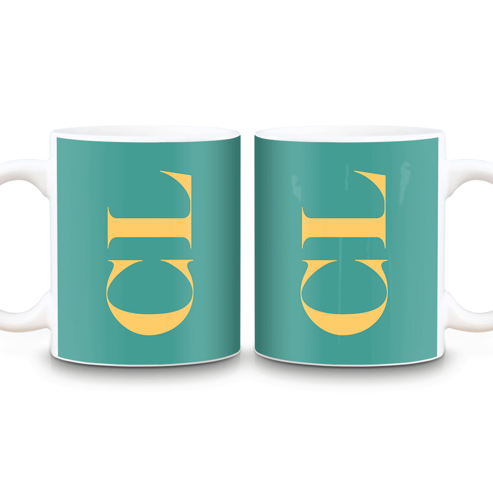 11 Oz Mug Personalized Monogram Large Initial 3D Shadow Text, Mug - Stylizedd
