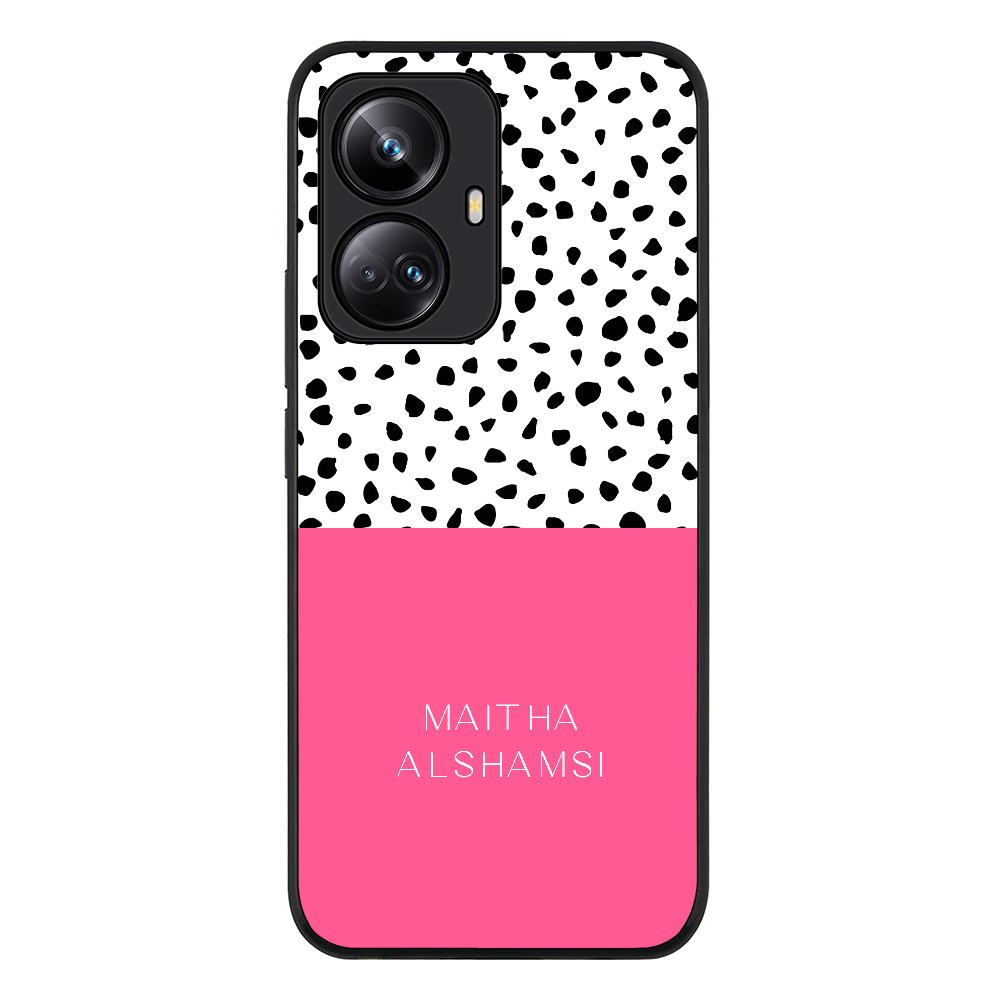 Realme 10 Pro Plus 5G / Rugged Black Personalized Text Colorful Spotted Dotted, Phone Case - Realme - Stylizedd.com