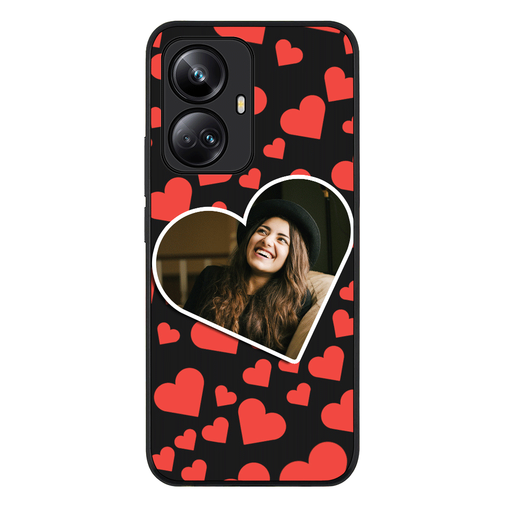 Realme 10 Pro Plus 5G / Rugged Black Custom Photo Heart shaped, Phone Case - Realme - Stylizedd.com
