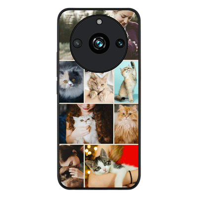 Realme 11 Pro / Realme 11 Pro Plus / Rugged Black Phone Case Personalised Photo Collage Grid Pet Cat, Phone Case - Realme - Stylizedd