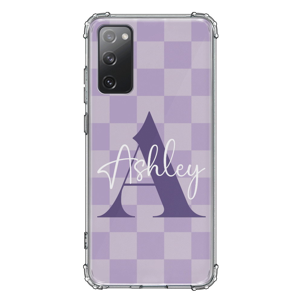 Samsung Galaxy S20 FE 4G 5G / Clear Classic Personalized Name Initial Monogram Checkerboard, Phone Case - Samsung S Series - Stylizedd.com
