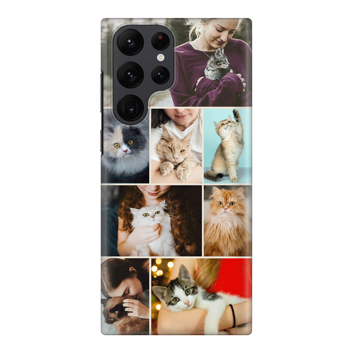 Samsung Galaxy S23 FE / Rugged Black Personalised Photo Collage Grid Pet Cat, Phone Case - Samsung S Series - Stylizedd.com
