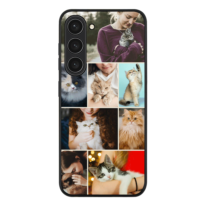 Samsung Galaxy S24 FE / Rugged Black Personalised Photo Collage Grid Pet Cat, Phone Case - Samsung S Series - Stylizedd.com