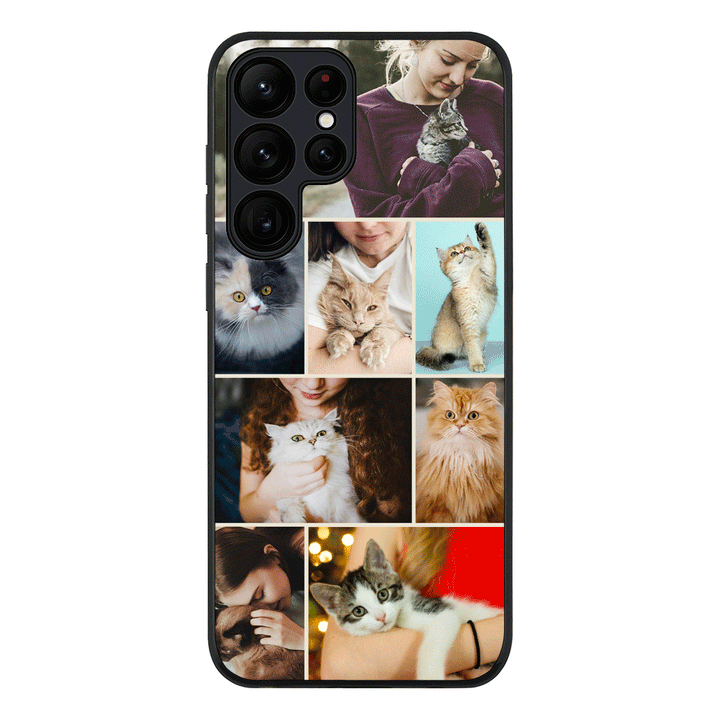 Samsung Galaxy S23 / Rugged Black Personalised Photo Collage Grid Pet Cat, Phone Case - Samsung S Series - Stylizedd.com