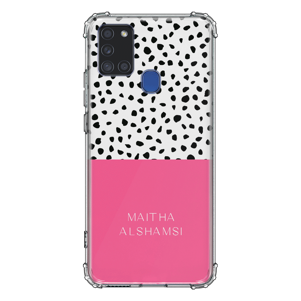 Samsung Galaxy A21S / Clear Classic Personalized Text Colorful Spotted Dotted, Phone Case - Samsung A Series - Stylizedd.com