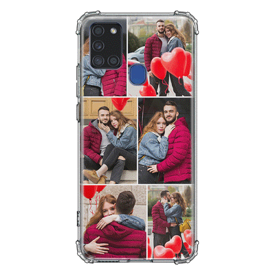 Samsung Galaxy A21S / Clear Classic Personalised Valentine Photo Collage Grid, Phone Case - Samsung A Series - Stylizedd.com