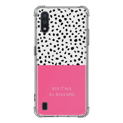 Samsung Galaxy M01 / Clear Classic Personalized Text Colorful Spotted Dotted, Phone Case, Stylizedd.com in Dubai Sharjah UAE UK  