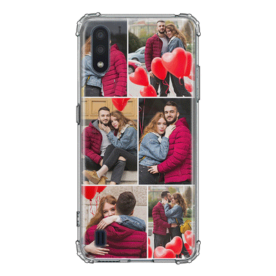 Samsung Galaxy M01 / Clear Classic Personalised Valentine Photo Collage Grid, Phone Case - Samsung M Series - Stylizedd.com