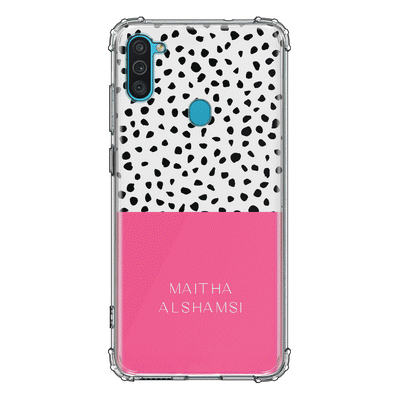 Samsung Galaxy M11 / Clear Classic Personalized Text Colorful Spotted Dotted, Phone Case, Stylizedd.com in Dubai Sharjah UAE UK  