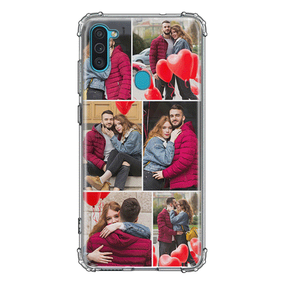 Samsung Galaxy M11 / Clear Classic Personalised Valentine Photo Collage Grid, Phone Case - Samsung M Series - Stylizedd.com