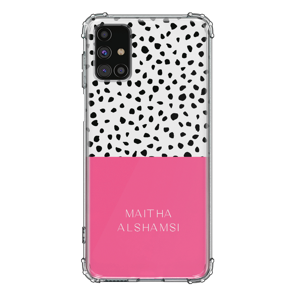 Samsung Galaxy M31S / Clear Classic Personalized Text Colorful Spotted Dotted, Phone Case, Stylizedd.com in Dubai Sharjah UAE UK  