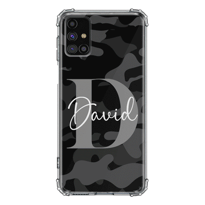 Samsung Galaxy M31S / Clear Classic Personalized Name Camouflage Military Camo Phone Case, Stylizedd.com in Dubai Sharjah UAE UK  