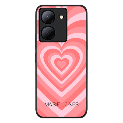 Vivo Y36 / Vivo Y36 5G / Rugged Black Personalized Name Retro Hearts, Phone Case - Vivo - Stylizedd.com