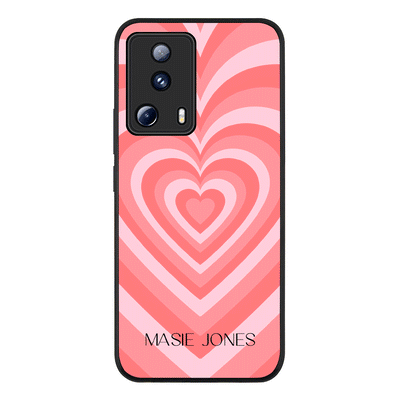 Personalized Name Retro Hearts Phone Case - Xiaomi - 13 Lite 5G / Civi 2 / Rugged Black - Stylizedd