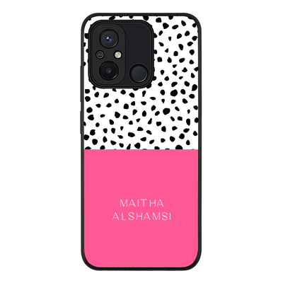 Personalized Text Colorful Spotted Dotted Phone Case - Redmi - 12C 4G / Rugged Black - Stylizedd