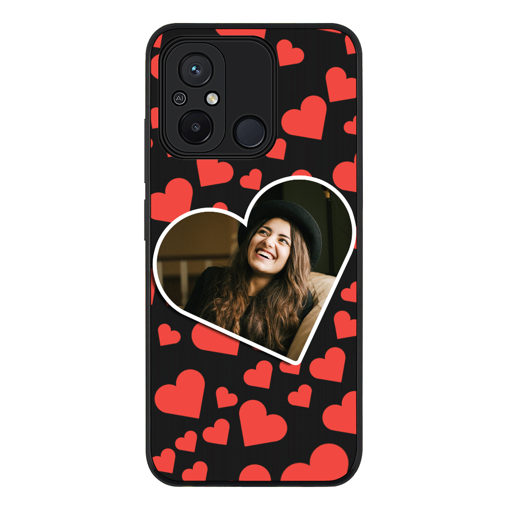 Custom Photo Heart shaped Phone Case - Redmi - 12C 4G / Rugged Black - Stylizedd