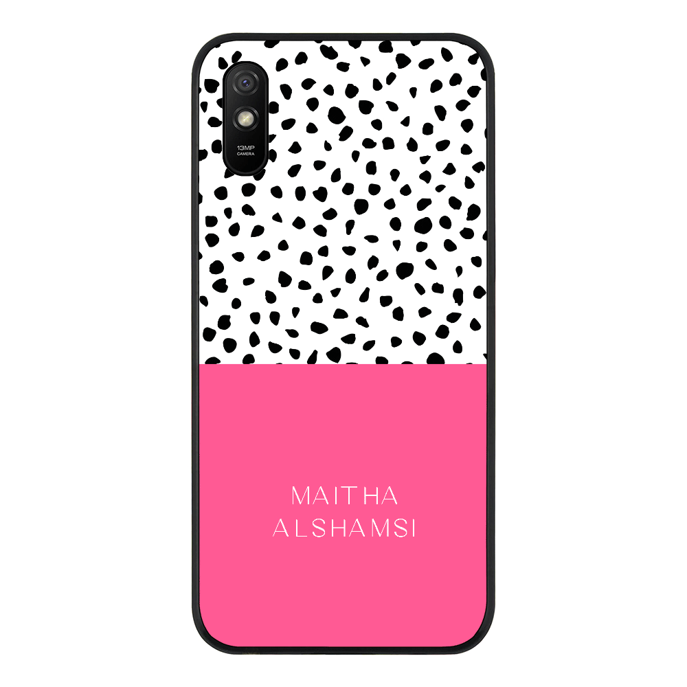 Redmi 9A 4G / Rugged Black Personalized Text Colorful Spotted Dotted, Phone Case, Stylizedd.com in Dubai Sharjah UAE UK  