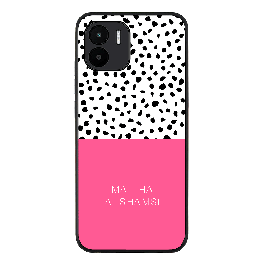 Personalized Text Colorful Spotted Dotted Phone Case - Redmi - A1 / Rugged Black - Stylizedd