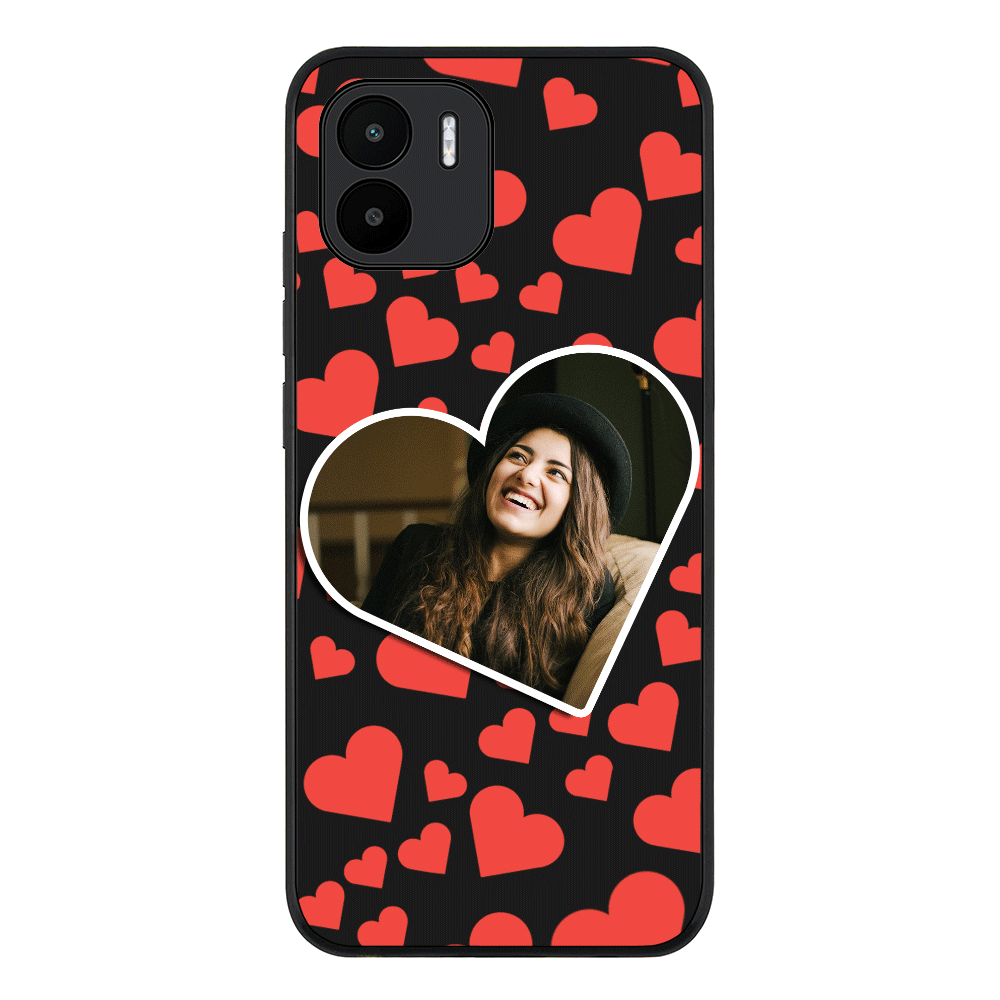 Custom Photo Heart shaped Phone Case - Redmi - A1 / Rugged Black - Stylizedd