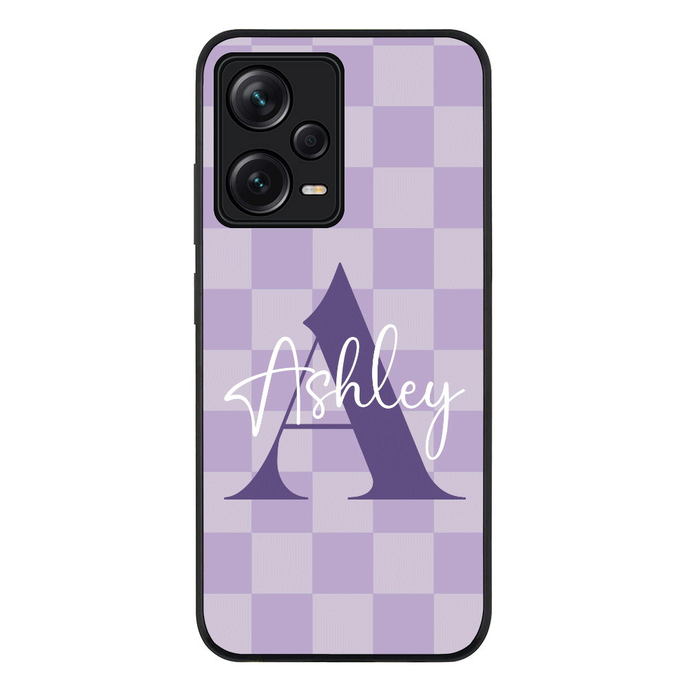 Personalized Name Initial Monogram Checkerboard Phone Case - Redmi - Note 12 Pro Plus 5G / Rugged