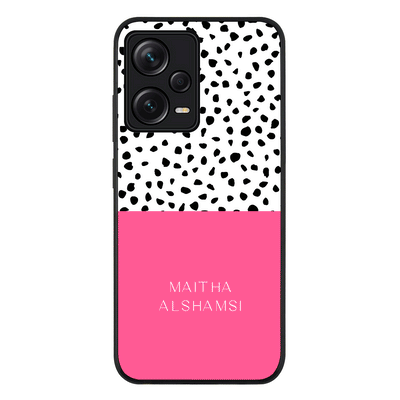 Personalized Text Colorful Spotted Dotted Phone Case - Redmi - Note 12 Pro Plus 5G / Rugged Black -