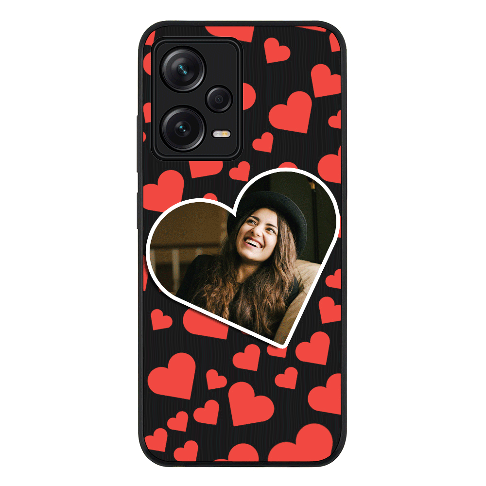 Custom Photo Heart shaped Phone Case - Redmi - Note 12 Pro Plus 5G / Rugged Black - Stylizedd