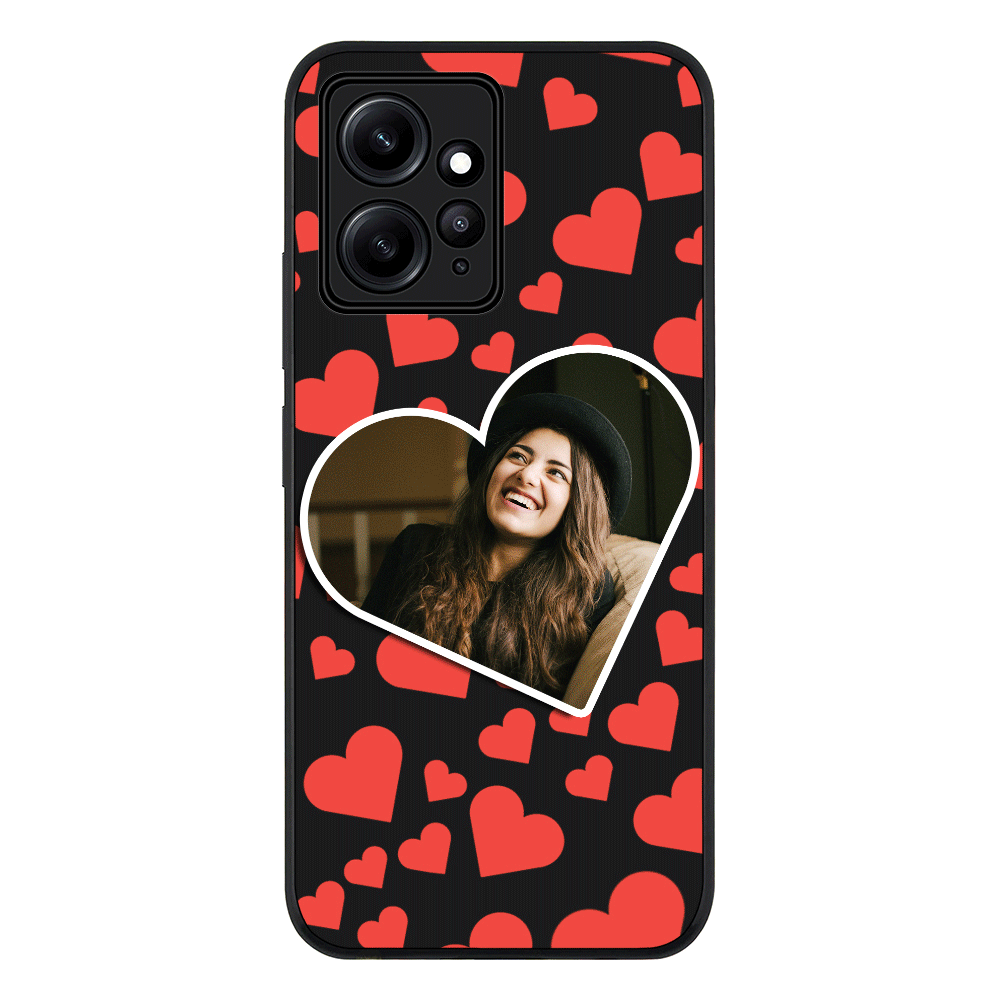 Custom Photo Heart shaped Phone Case - Redmi - Note 12 4G / Rugged Black - Stylizedd