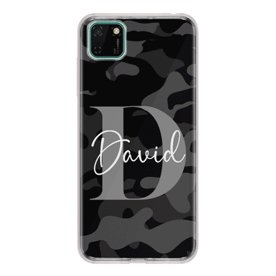 Huawei Y5p / Clear Classic Phone Case Personalized Name Camouflage Military Camo Phone Case - Huawei - Stylizedd