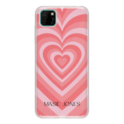 Huawei Y5p / Clear Classic Phone Case Personalized Name Retro Hearts, Phone Case - Huawei - Stylizedd