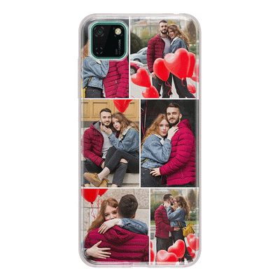 Huawei Y5p / Clear Classic Personalised Valentine Photo Collage Grid, Phone Case - Huawei - Stylizedd.com