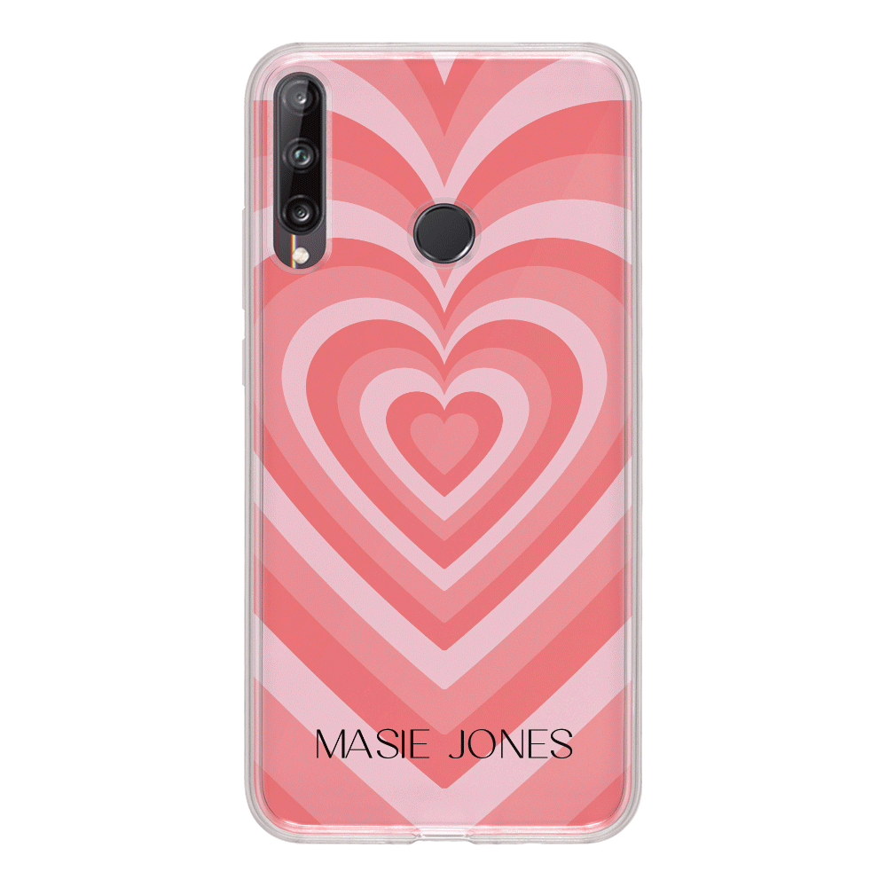 Huawei Y7p / Clear Classic Phone Case Personalized Name Retro Hearts, Phone Case - Huawei - Stylizedd