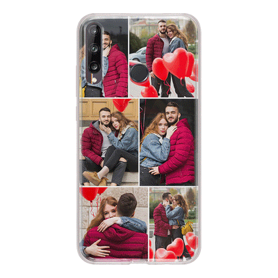 Huawei Y7p / Clear Classic Personalised Valentine Photo Collage Grid, Phone Case - Huawei - Stylizedd.com
