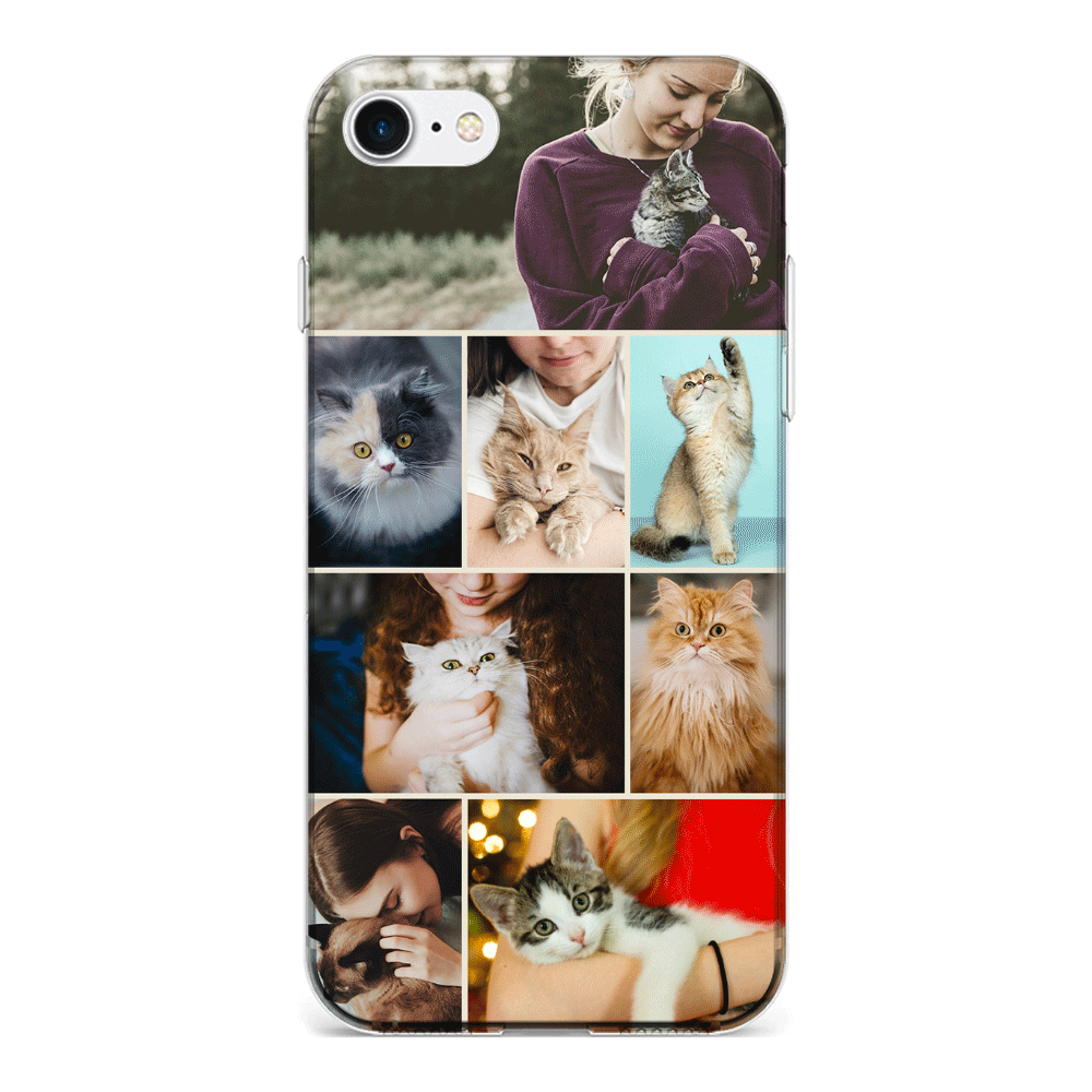 Apple iPhone 6 Plus / 6s Plus / Clear Classic Phone Case Personalised Photo Collage Grid Pet Cat, Phone Case - Stylizedd