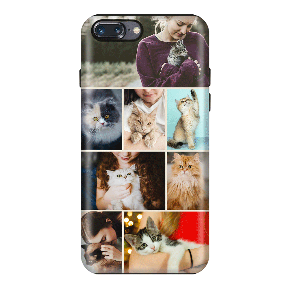 Apple iPhone 7 Plus / 8 Plus / Tough Pro Phone Case Personalised Photo Collage Grid Pet Cat, Phone Case - Stylizedd
