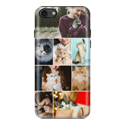 Apple iPhone 7/8/SE (2020) / Tough Pro Phone Case Personalised Photo Collage Grid Pet Cat, Phone Case - Stylizedd