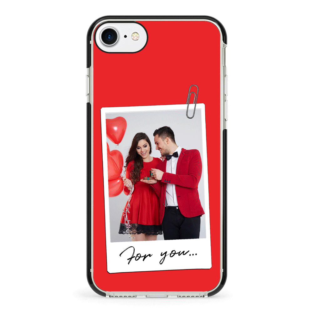 Apple iPhone 7/8/SE (2020) / Impact Pro Black Personalized Polaroid Photo Valentine, Phone Case - Stylizedd.com
