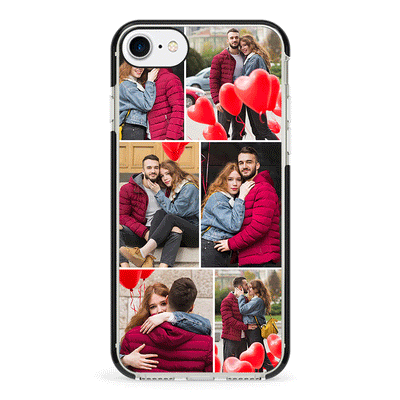 Apple iPhone 7/8/SE (2020) / Impact Pro Black Personalised Valentine Photo Collage Grid, Phone Case - Stylizedd.com