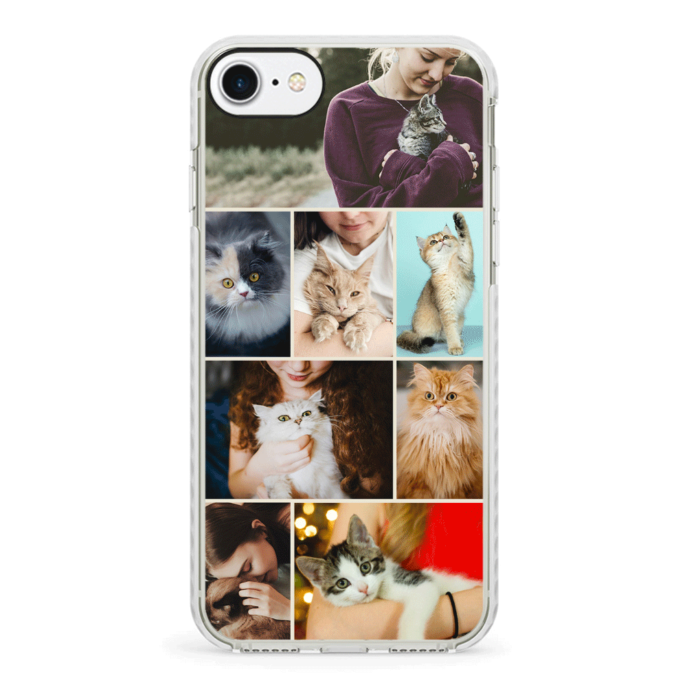 Apple iPhone 7/8/SE (2020) / Impact Pro White Phone Case Personalised Photo Collage Grid Pet Cat, Phone Case - Stylizedd