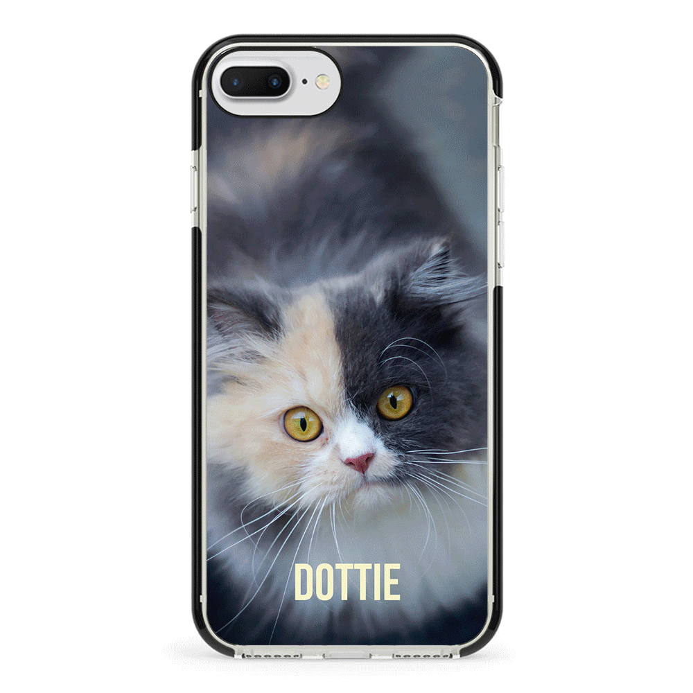 Apple iPhone 7 Plus / 8 Plus / Impact Pro Black Personalized Pet Cat, Phone Case - Stylizedd.com