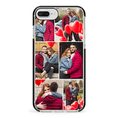 Apple iPhone 7 Plus / 8 Plus / Impact Pro Black Personalised Valentine Photo Collage Grid, Phone Case - Stylizedd.com