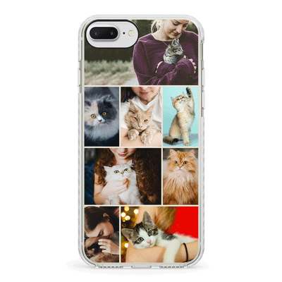 Apple iPhone 7 Plus / 8 Plus / Impact Pro White Phone Case Personalised Photo Collage Grid Pet Cat, Phone Case - Stylizedd