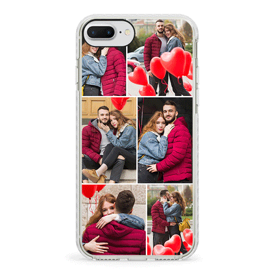 Apple iPhone 7 Plus / 8 Plus / Impact Pro White Personalised Valentine Photo Collage Grid, Phone Case - Stylizedd.com